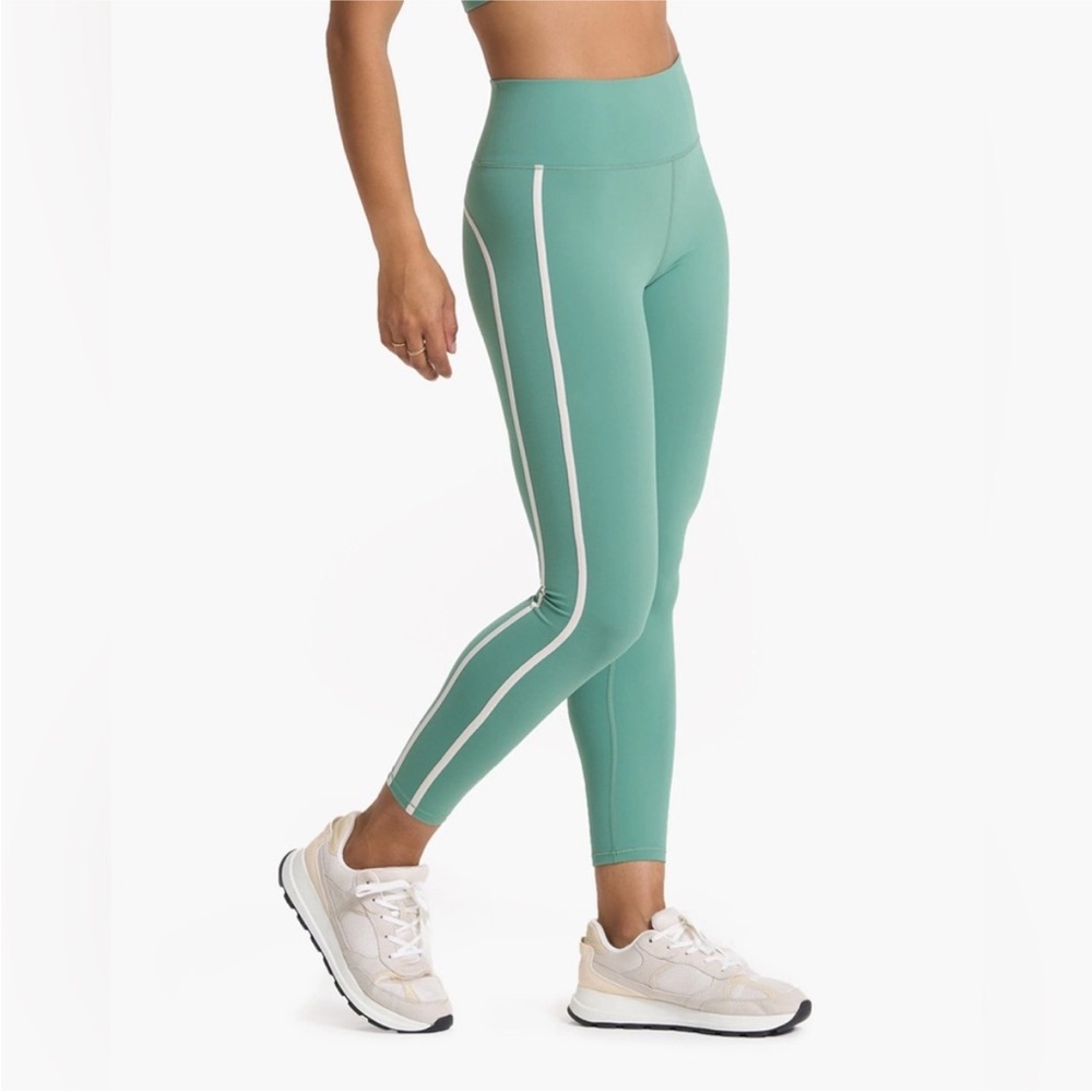 Women's Green High-Waisted Track Leggings - Celadon